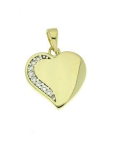 Pendentif mémoire en 14 carat or jaune 'Cœur'