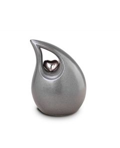 Mini-urne en céramique coeur argenté
