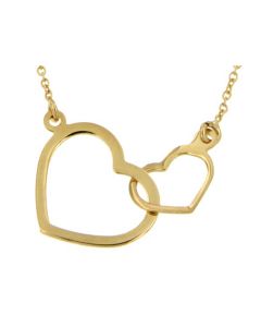 Collier symbole 'Deux Coeurs un Amour' en 14 carats or jaune