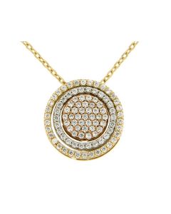 Collier symbole 'Cercle' en 14 carats or jaune-, blanc et rose avec zirconium