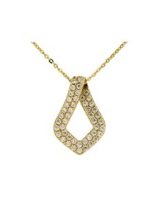 Collier symbole 'Ornementé' en 14 carats or jaune avec zironium